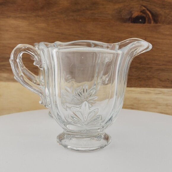 Fostoria Baroque Clear Glass 2-handled Open Sugar and Creamer Set #2496 serving - Picture 4 of 11